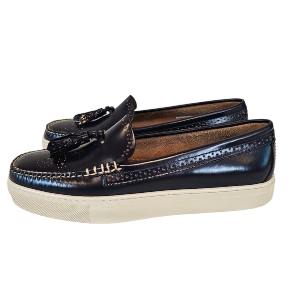G.H. Bass & Co. Navy Blue Leather Platform Tassel Penny Loafer M 7 1/2 W 9 1/2 main image 5